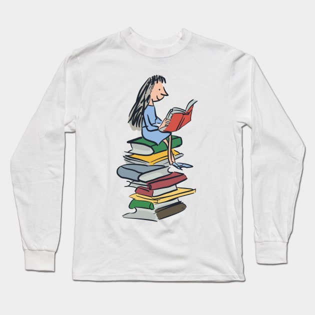 Bookworm girl gift Matilda Roald Dahl Long Sleeve T-Shirt by Bookishandgeeky